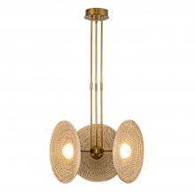 Alora Lighting PD350318VBWO - Harbour 18-in Vintage Brass/Woven LED Pendant