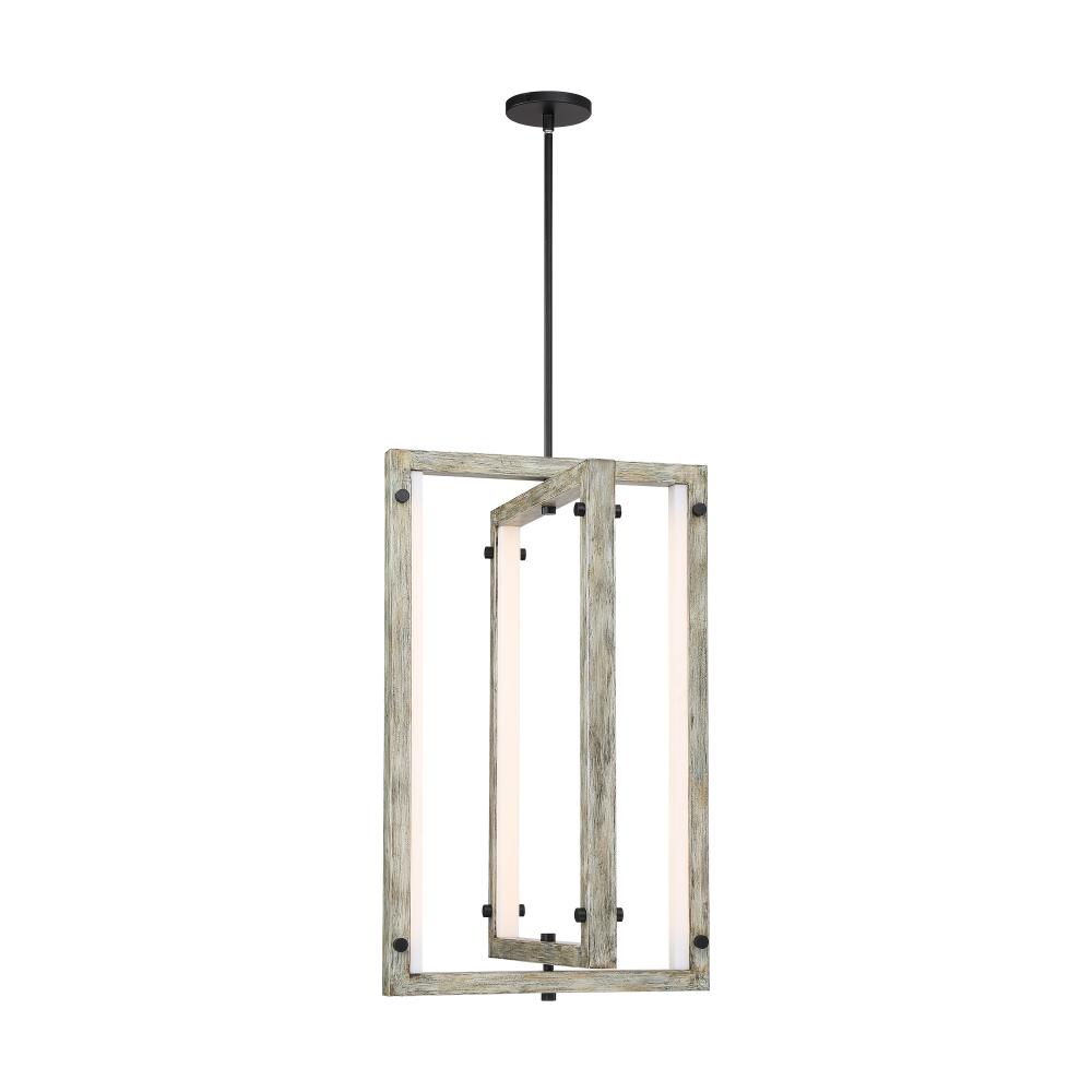 Alta - LED Pendant - Black with Gray Wood Finish