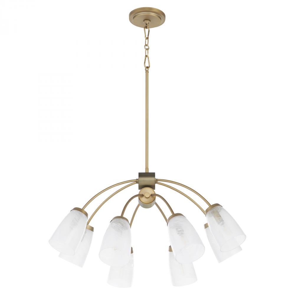 Arpeggio 8 Light Chandelier, Aged Brass