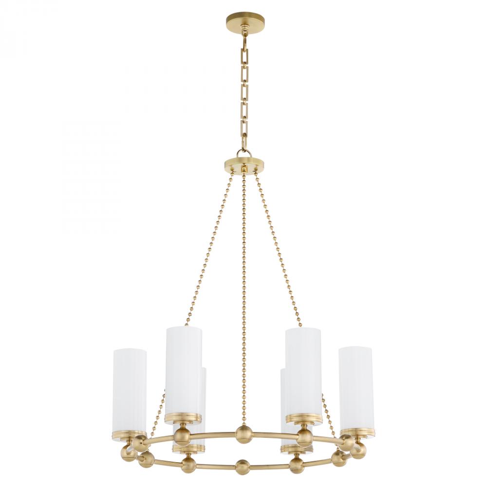 Lee BLVD 2.0 6 Light Chandelier, Aged Brass