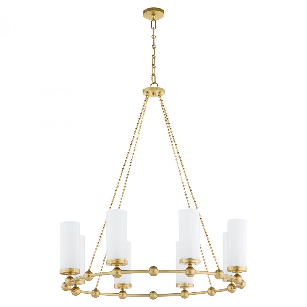 Lee BLVD 2.08 Light Chandelier, Aged Brass