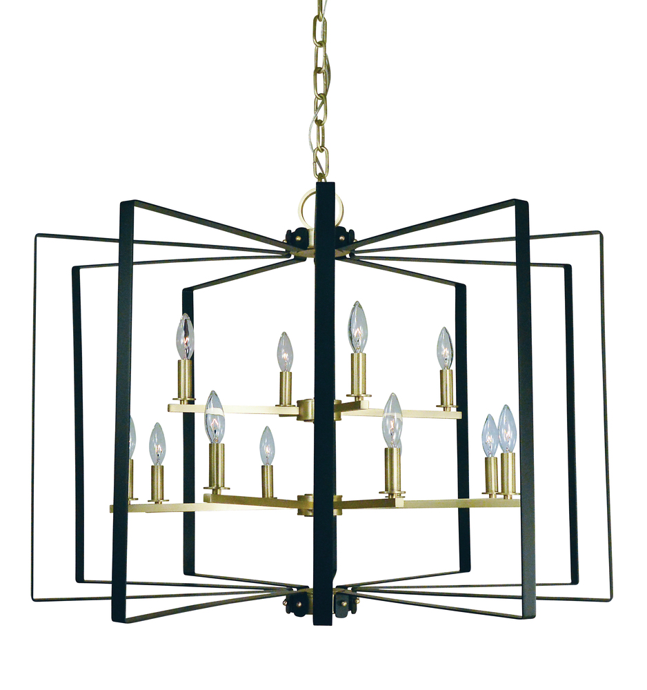 12-Light Polished Nickel/Matte Black Camille Chandelier