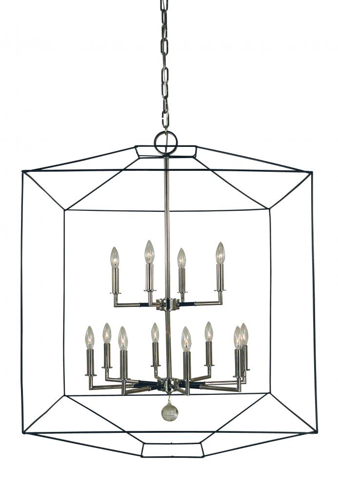 12-Light Polished Nickel/Matte Black Isabella Chandelier