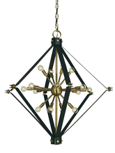 Framburg 4820 AB/MBLACK - 16-Light Antique Brass/Matte Black Axis Foyer Chandelier