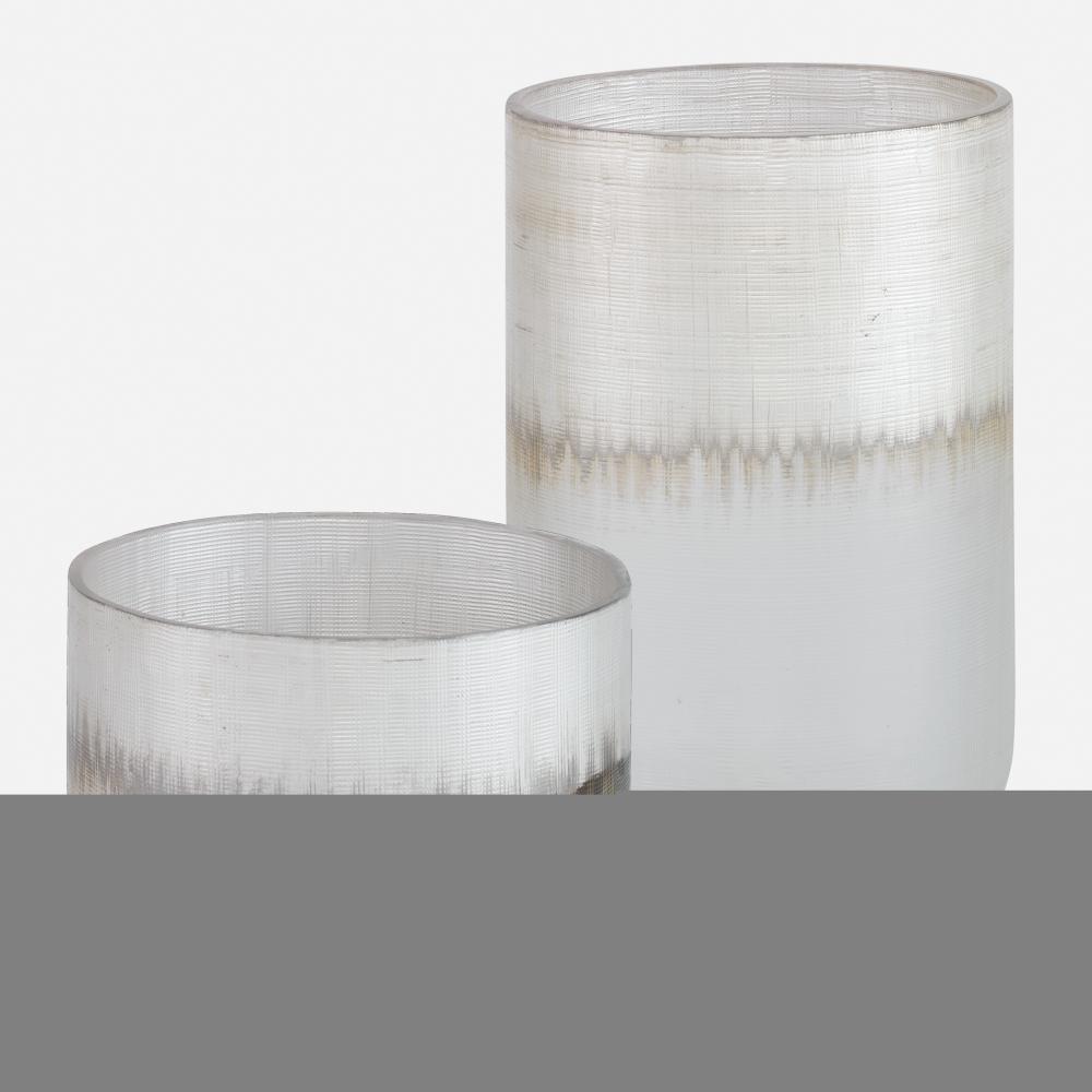 Frost Silver Drip Glass Vases, Set/2