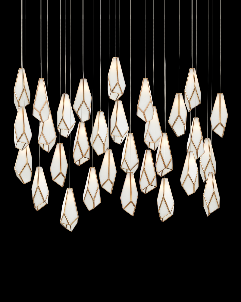 Glace White 30-Light Linear Multi-Drop Pendant